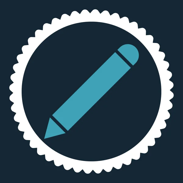 Lápis plana azul e branco cores redondas ícone carimbo — Fotografia de Stock