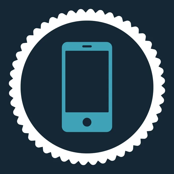 Smartphone plana azul y blanco colores ronda sello icono —  Fotos de Stock