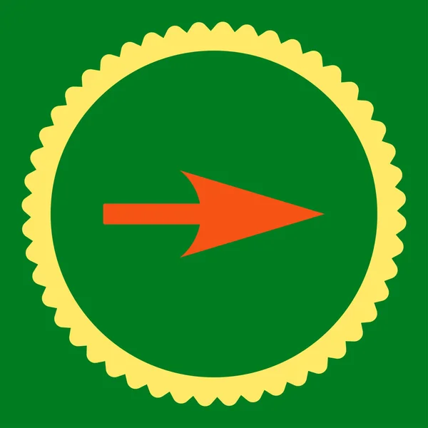 Strzałka w osi X płaska pomarańcza i żółty kolory pieczęć Okrągła ikona — Zdjęcie stockowe