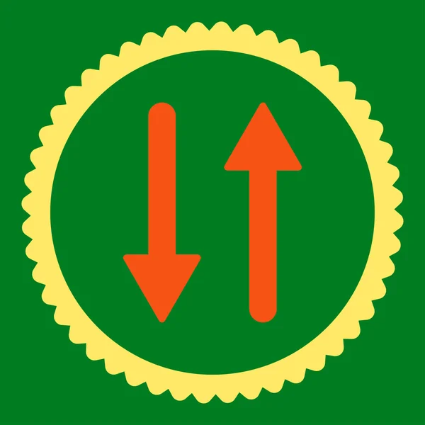 Pijlen Exchange verticale vlakke Oranje en gele kleuren ronde stempel pictogram — Stockfoto