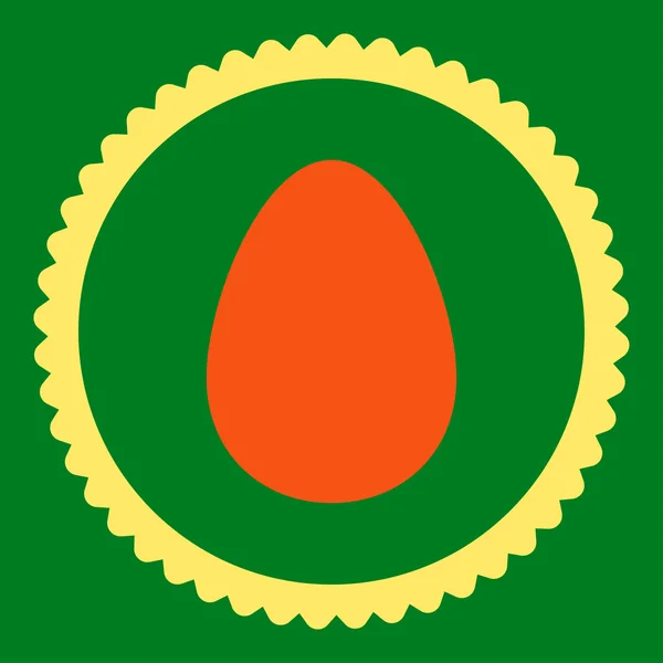 Яйце плоский помаранчевий і жовтий кольори круглої марки значок — стокове фото