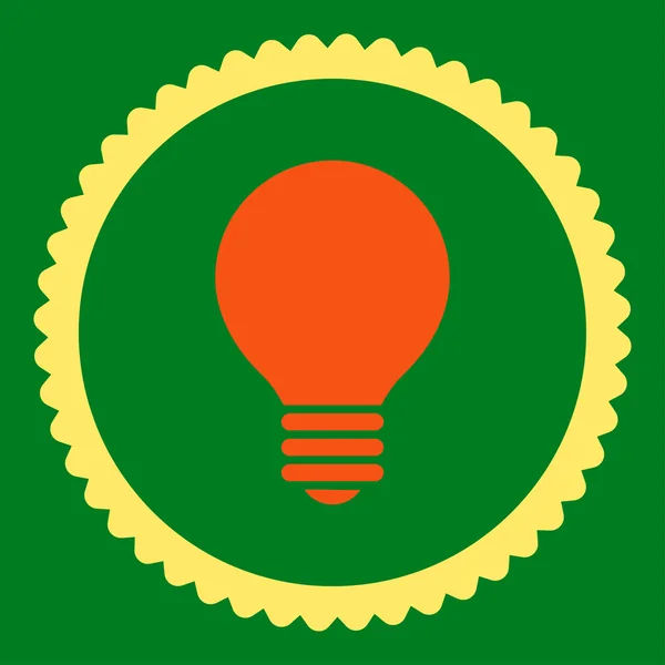 Electric Bulb flat orange and yellow colors round stamp icon — Stock Photo, Image