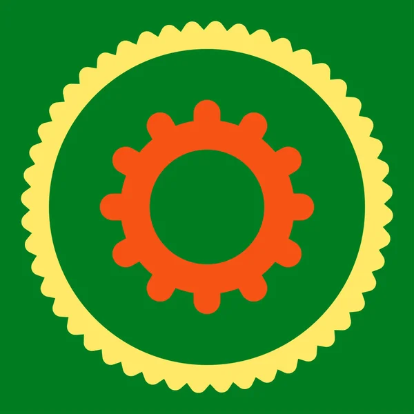 Getriebe flache orange und gelbe Farben rundes Stempelsymbol — Stockfoto