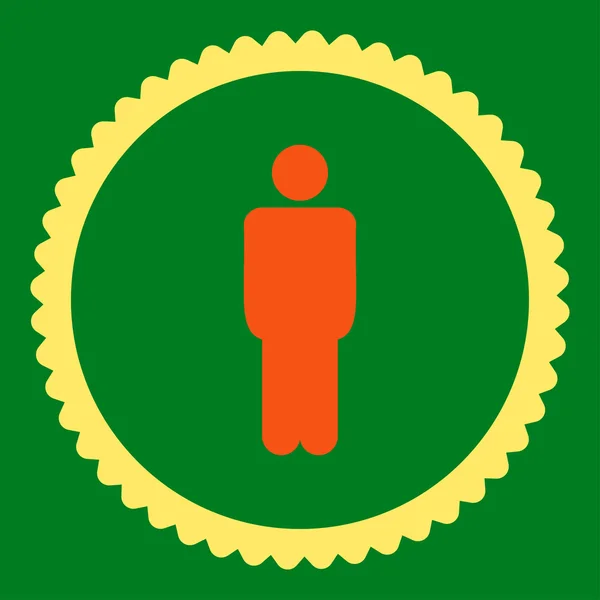 Hombre plana naranja y amarillo colores ronda sello icono — Foto de Stock