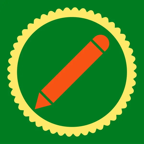 Олівець плоский помаранчевий і жовтий кольори круглого штампа значок — стокове фото