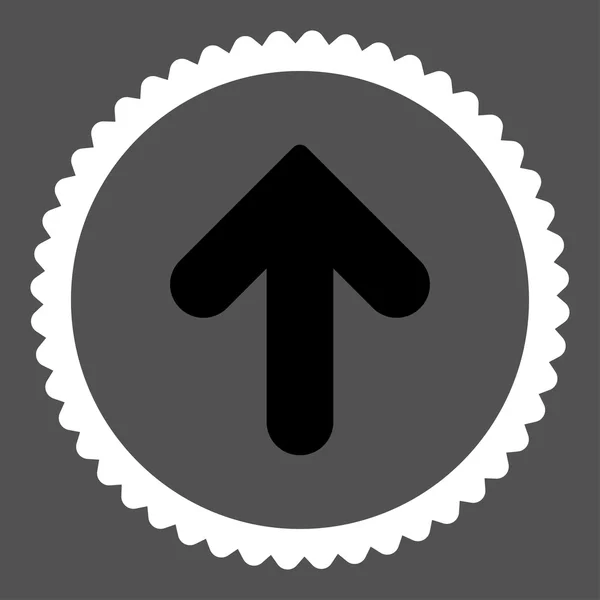 Flecha arriba plano negro y blanco colores redondo sello icono — Foto de Stock