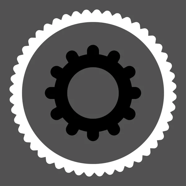 Gear flat black and white colors round stamp icon — Stock Photo, Image