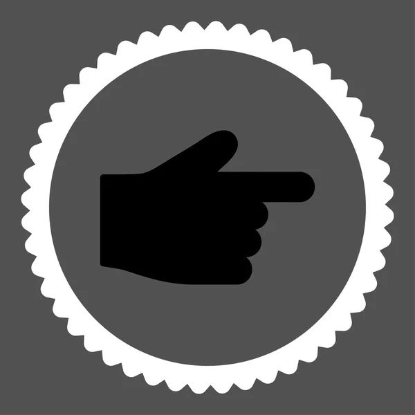 Ícone de carimbo redondo de cores preto e branco plano dedo indicador — Fotografia de Stock