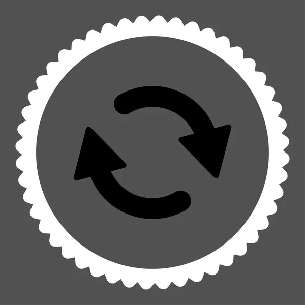 Platte zwarte en witte kleuren ronde stempel pictogram Vernieuwen — Stockfoto
