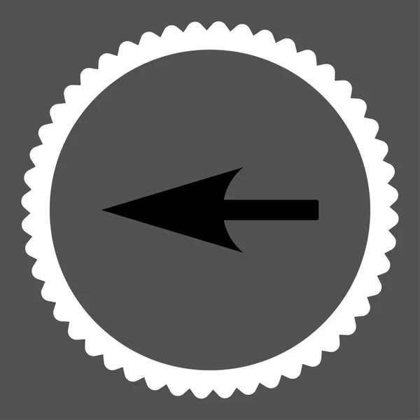 Flecha izquierda aguda plana en blanco y negro colores ronda sello icono —  Fotos de Stock