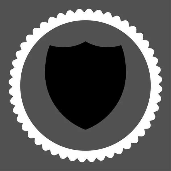 Sköld platt svart och vitt färger rund stämpel-ikonen — Stockfoto