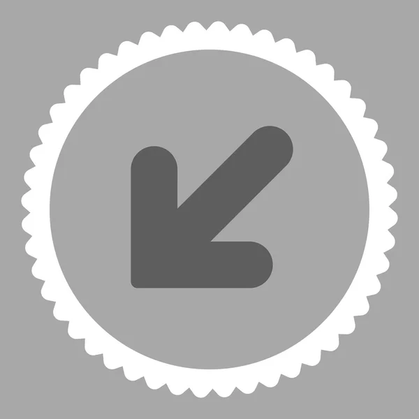 Arrow Down Left flat dark gray and white colors round stamp icon — Stock Photo, Image