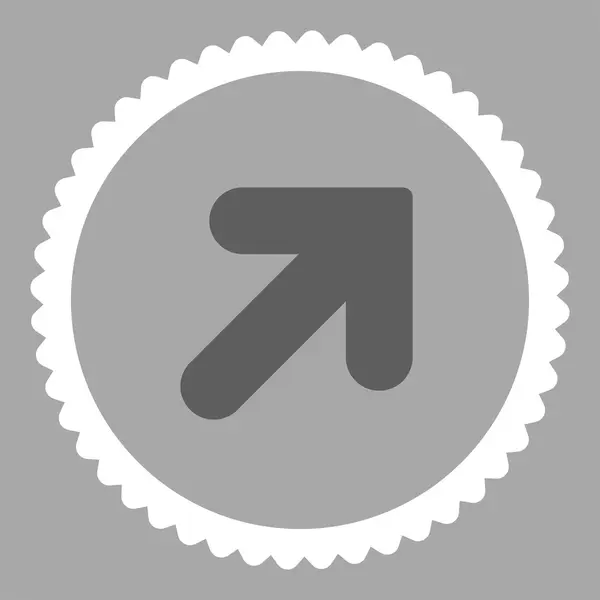 Pijl omhoog rechts plat donker grijs en witte kleuren ronde stempel pictogram — Stockfoto