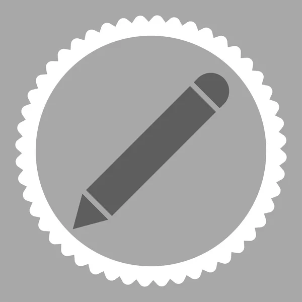 Ołówek płasko ciemne kolory szary i biały okrągły znaczek ikony — Zdjęcie stockowe