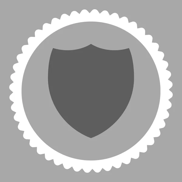 Escudo plano gris oscuro y blanco colores ronda sello icono — Foto de Stock