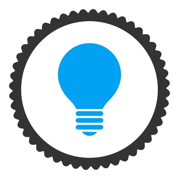 Ampoule électrique plat bleu et gris couleurs rond timbre icône — Photo