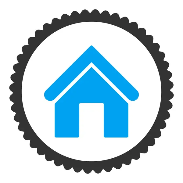 Huis plat blauwe en grijze kleuren ronde stempel pictogram — Stockfoto