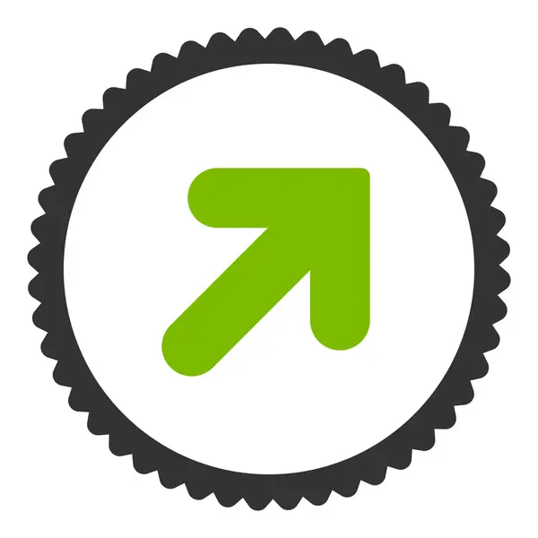 Pijl omhoog rechts plat eco groene en grijze kleuren ronde stempel pictogram — Stockfoto