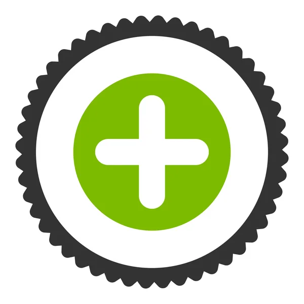 创建平面生态绿色和灰色圆形邮票图标 — 图库照片