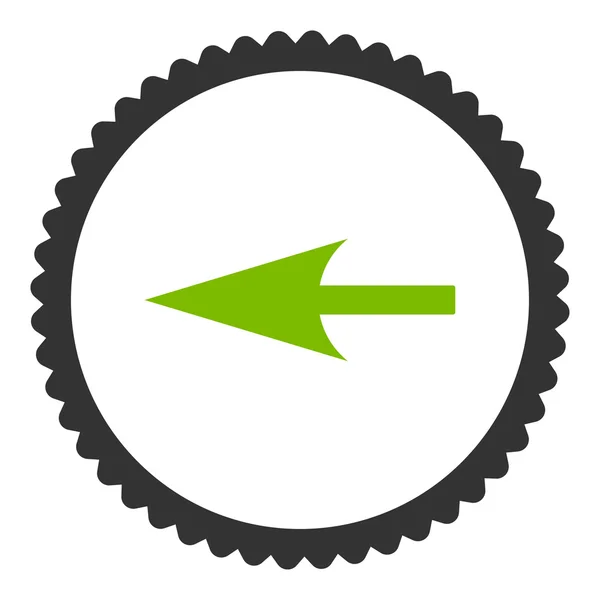Резкая стрелка влево, плоская эко-зеленая и круглая иконка марки — стоковое фото