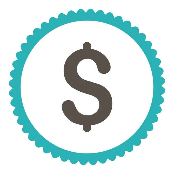 Плоско-серый доллар и голубые цвета круглая марка — стоковое фото