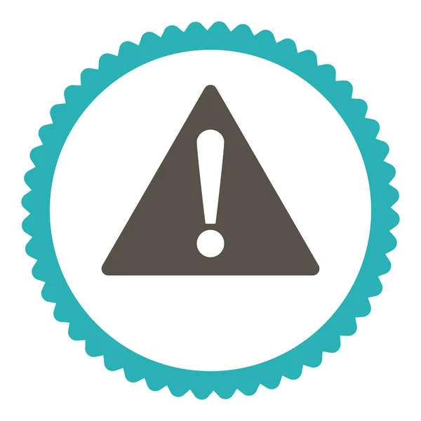 Warning flat grey and cyan colors round stamp icon — Stock Photo, Image