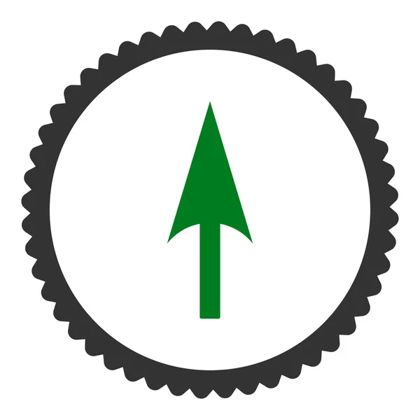 Стрелка плоского зеленого и серого цветов вокруг значка марки — стоковое фото