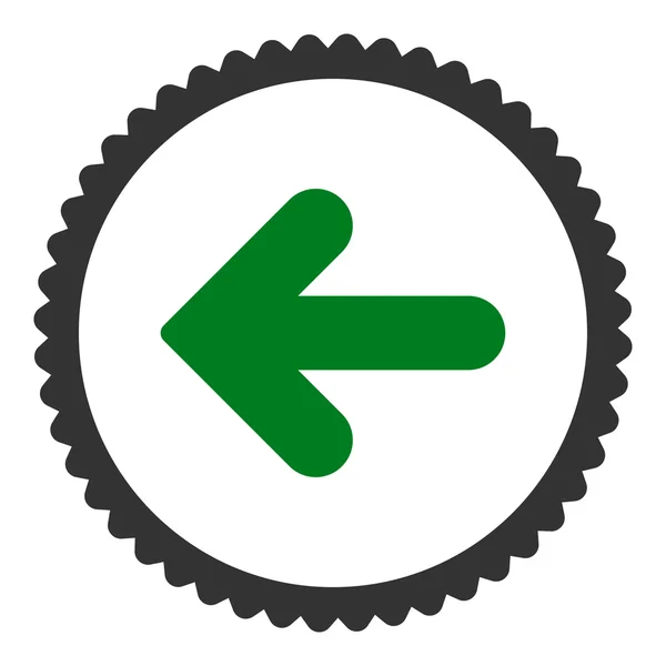 Strzałka w lewo płaskiej zielony i szary kolory okrągły znaczek ikony — Zdjęcie stockowe