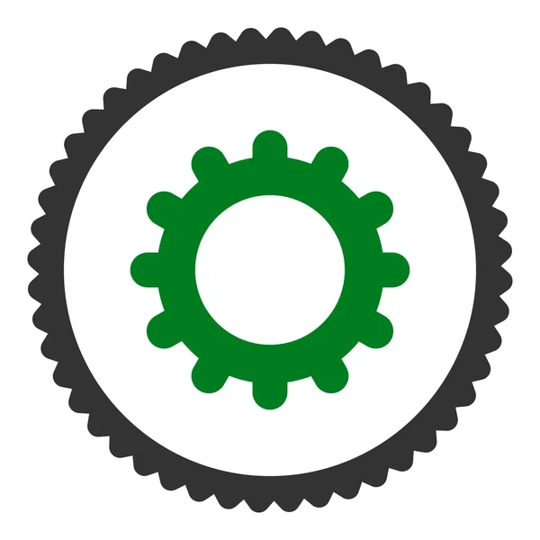 Engranaje plano verde y gris colores ronda sello icono — Foto de Stock