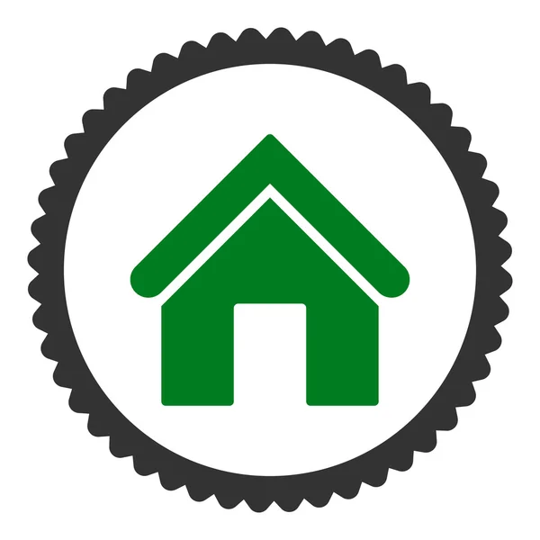 Huis platte groene en grijze kleuren ronde stempel pictogram — Stockfoto