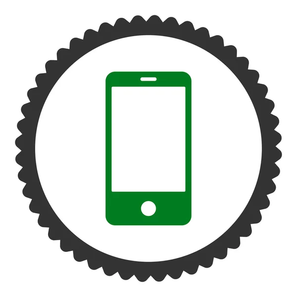 Smartphone plat vert et gris couleurs rond timbre icône — Photo