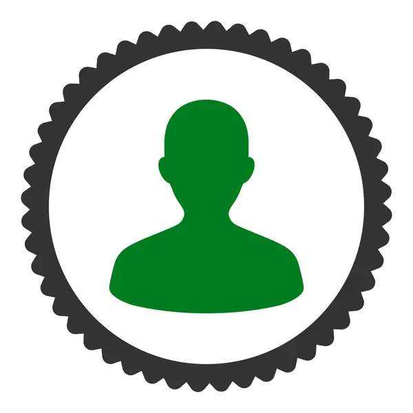Icono de sello redondo de colores verde y gris plano usuario —  Fotos de Stock