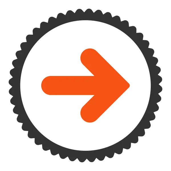 Freccia Destra piatta arancione e grigio colori icona timbro rotondo — Foto Stock