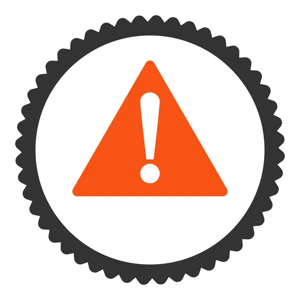 Warning flat orange and gray colors round stamp icon — Stock Photo, Image