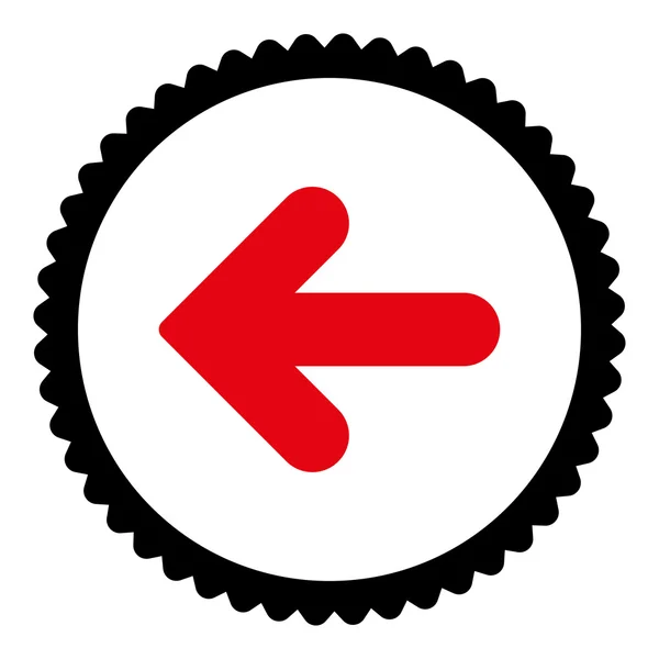 Flecha izquierda plana intensivo rojo y negro colores redondo sello icono —  Fotos de Stock