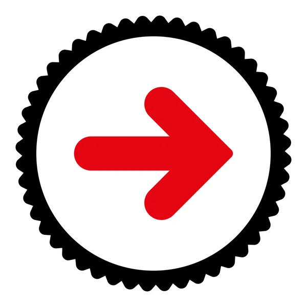 Seta Direito plana intensivo vermelho e preto cores redondas ícone carimbo — Fotografia de Stock