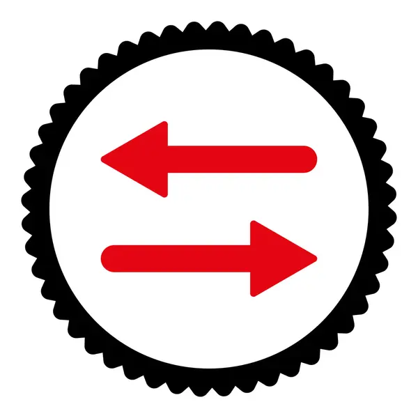 Wymiany strzałki płaskie intensywnie czerwone i czarne kolory pieczęć Okrągła ikona — Zdjęcie stockowe