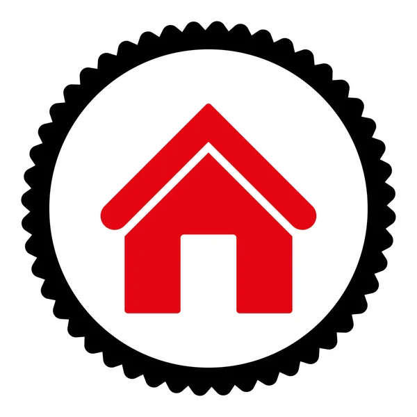 家庭平面密集的红色和黑色圆形邮票图标 — 图库照片
