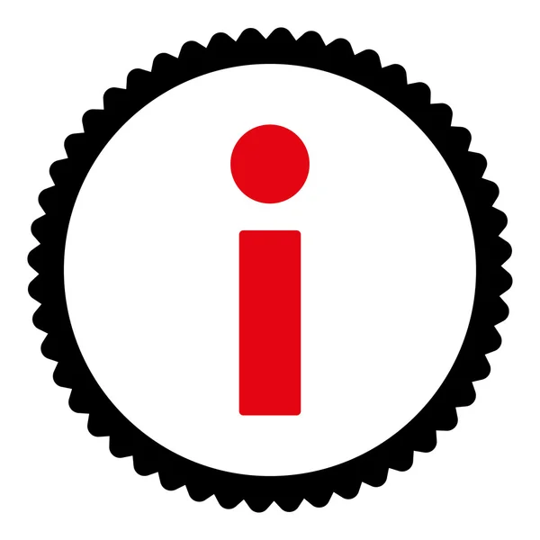 Info flach intensive rote und schwarze Farben runde Briefmarkensymbol — Stockfoto
