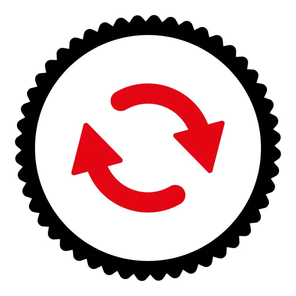Atualize o ícone de selo redondo de cores vermelhas e pretas intensivas planas — Fotografia de Stock