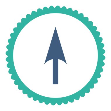 Ok eksen Y düz kobalt ve mavi renkler damga simgesi yuvarlak