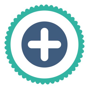 Düz kobalt oluşturmak ve mavi renkler damga simgesi yuvarlak