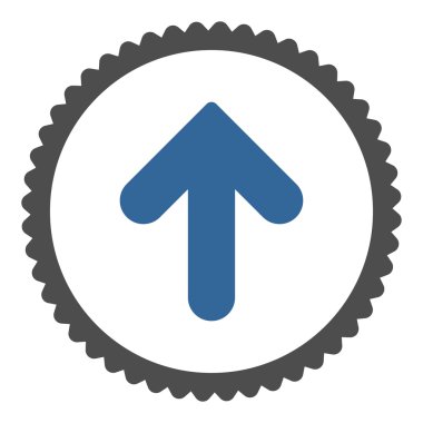 Ok yukarı düz kobalt ve gri renkler damga simgesi yuvarlak