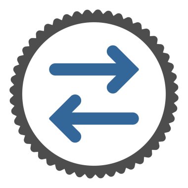 Yatay düz kobalt flip ve gri renkler damga simgesi yuvarlak