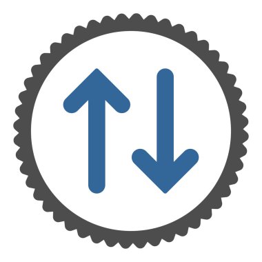 Düz kobalt flip ve gri renkler damga simgesi yuvarlak