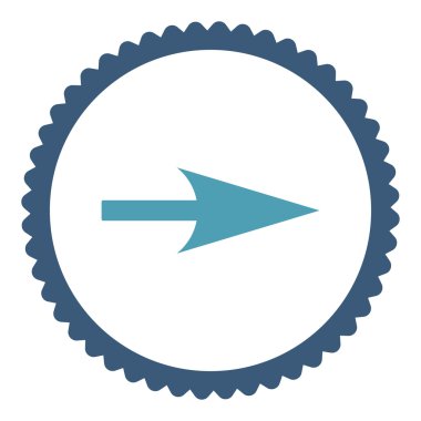 Yuvarlak damga simgesi ok ekseni X düz mavi ve mavi renkler