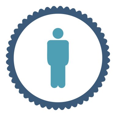 Dostum düz mavi ve mavi renkler yuvarlak damga simgesi