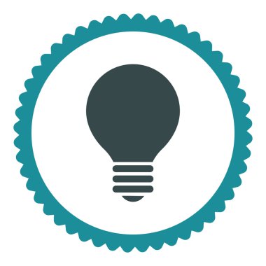 Elektrikli ampul düz yumuşak mavi renkler damga simgesi yuvarlak