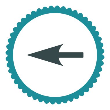 Keskin sol ok düz yumuşak mavi renkler damga simgesi yuvarlak