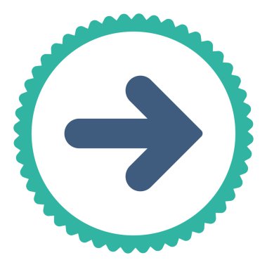 Ok sağ düz kobalt ve mavi renkler damga simgesi yuvarlak